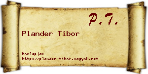 Plander Tibor névjegykártya